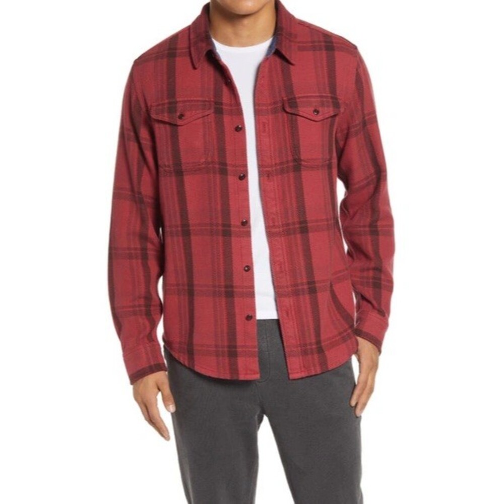 Outerknown Blanket Shirt Men's M Dusty Red Plaid Button-Up Flannel Long